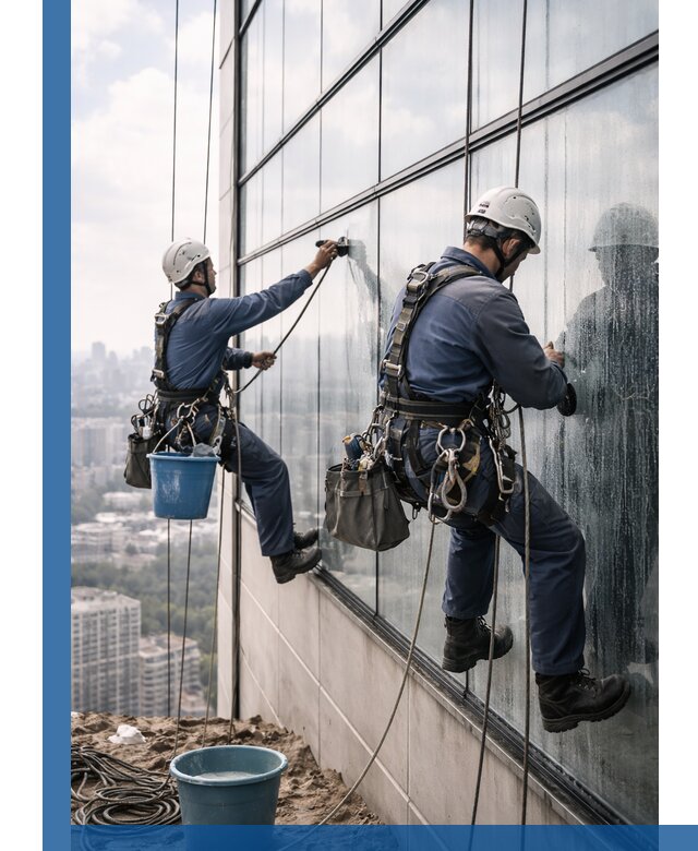 Профессиональная мойка фасадных окон альпинистами в Балашове