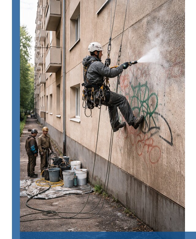 Удаление граффити с фасада в Балашове без следов и повреждений