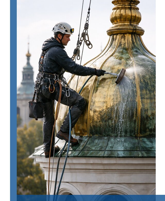 Профессиональная мойка куполов и шпилей высотными альпинистами в Балашове