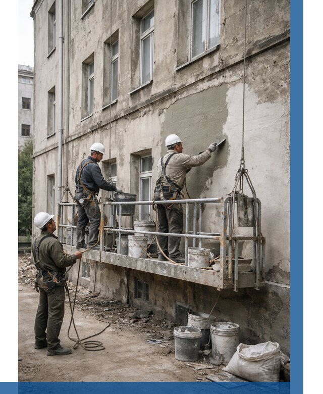 Капитальный ремонт фасада в Балашове от 4271 р. | ВЫСОТНИК-Бла