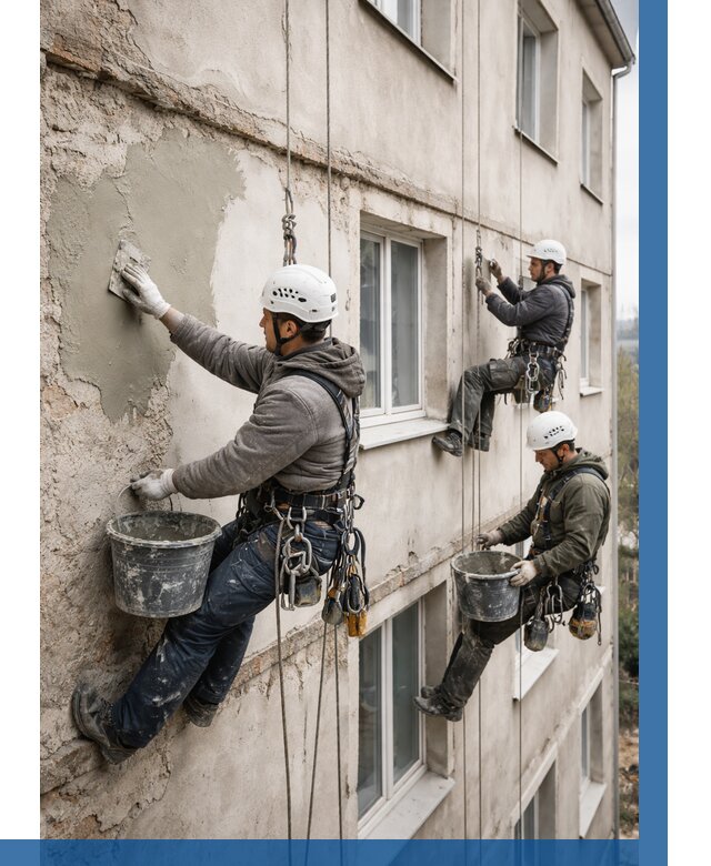 Ремонт штукатурного фасада в Балашове от 763 р. под ключ | ВЫСОТНИК-Бла