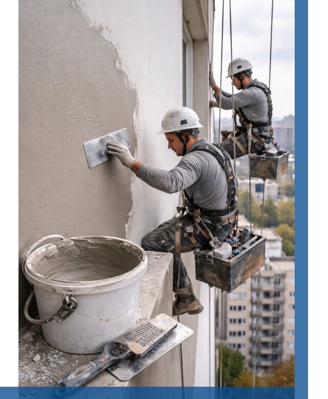 Шпаклевка фасада на высоте в Балашове от 712 р. | ВЫСОТНИК-Бла