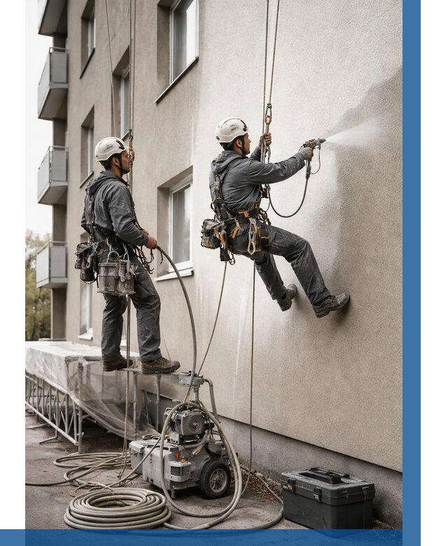 Безвоздушная покраска фасада в Балашове от 224 р/м² | ВЫСОТНИК-Бла