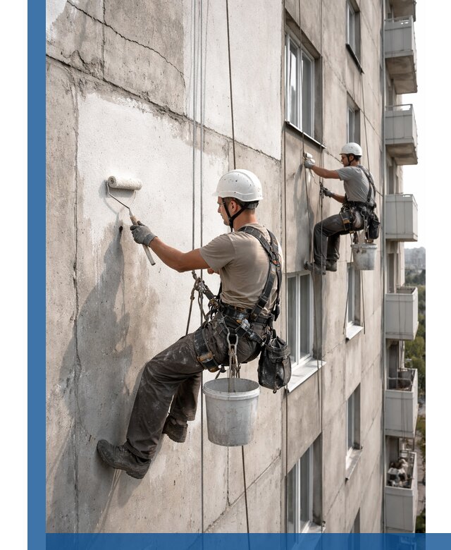 Покраска бетонного фасада в Балашове для жилых и промышленных объектов