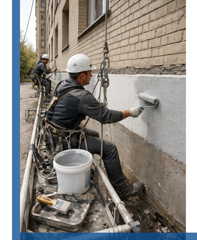 Окраска цоколя здания в Балашове профессионально и надежно