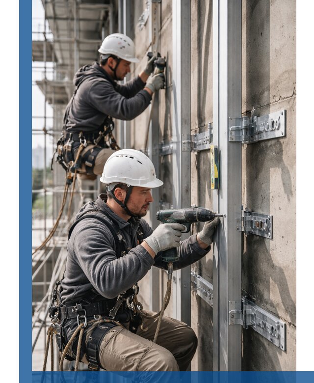 Монтаж и крепление подсистемы вентфасада в Балашове