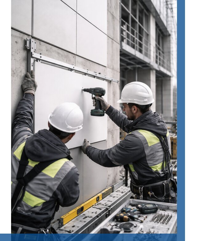 Монтаж композитных панелей фасада в Балашове от 2542 р. | ВЫСОТНИК-Бла