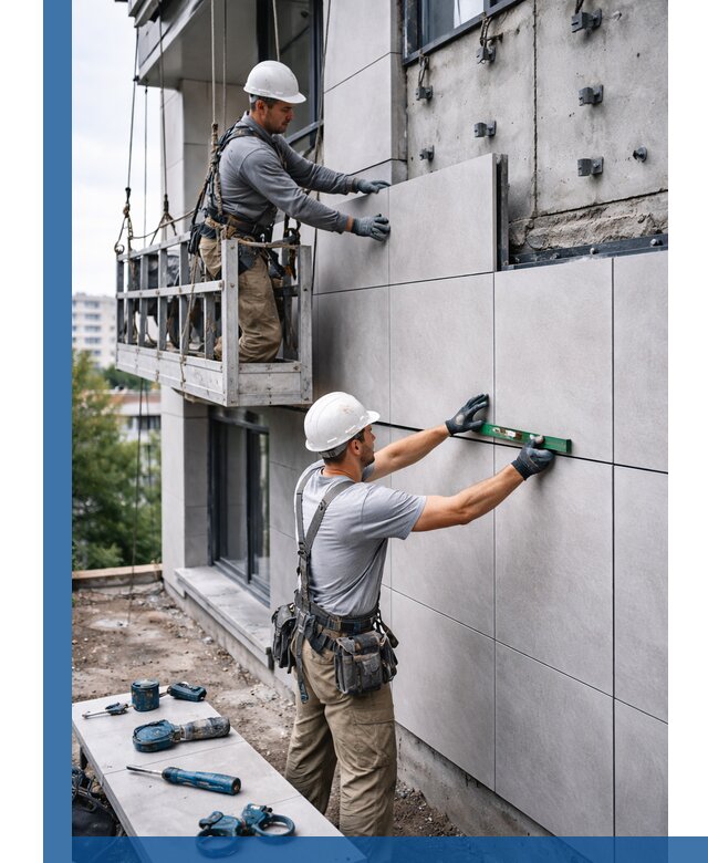 Монтаж керамогранита на фасад в Балашове под ключ с гарантией качества