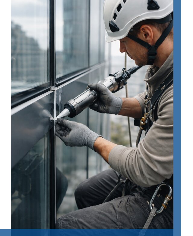 Герметизация стыков витража в Балашове от 1220 р. | ВЫСОТНИК-Бла