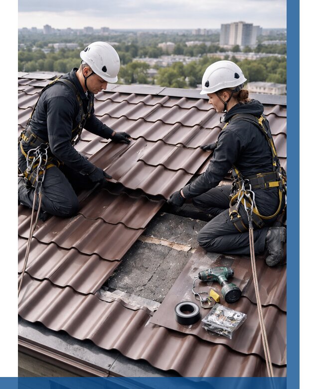 Ремонт металлочерепицы на крыше в Балашове от 915 р. | ВЫСОТНИК-Бла