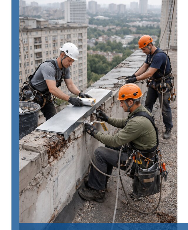 Ремонт парапета на кровле в Балашове, высотные работы с гарантией