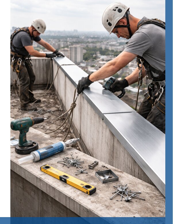 Монтаж парапетных крышек в Балашове от 814 р. | ВЫСОТНИК-Бла