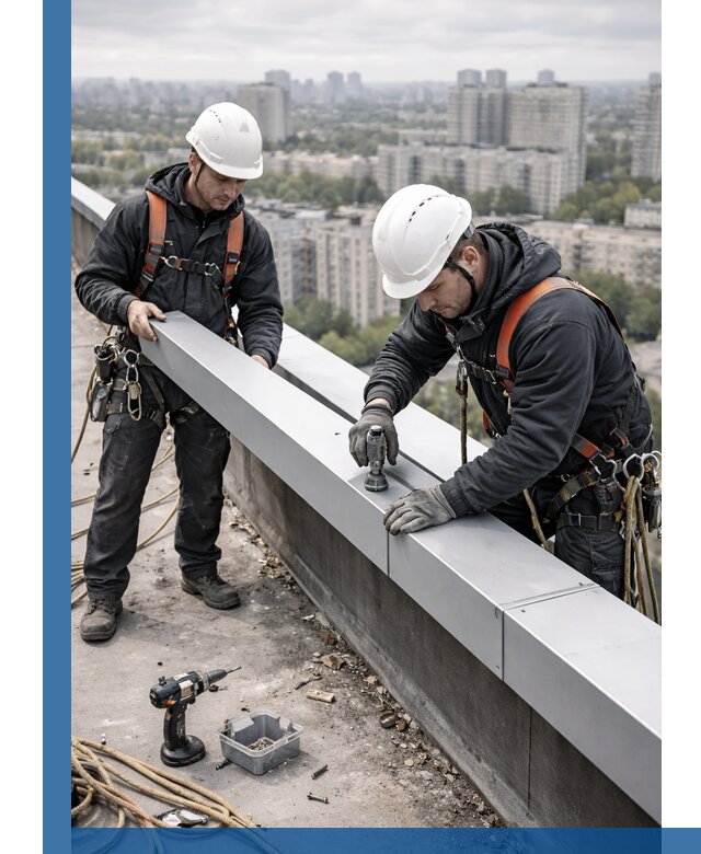 Монтаж парапетных крышек и ограждений кровли в Балашове