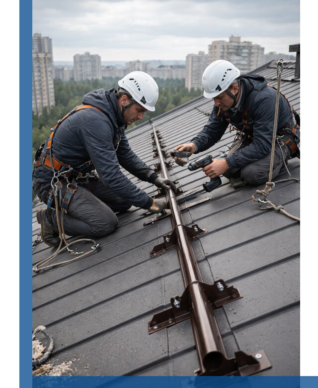 Монтаж снегозадержателей на кровле зданий в Балашове под ключ