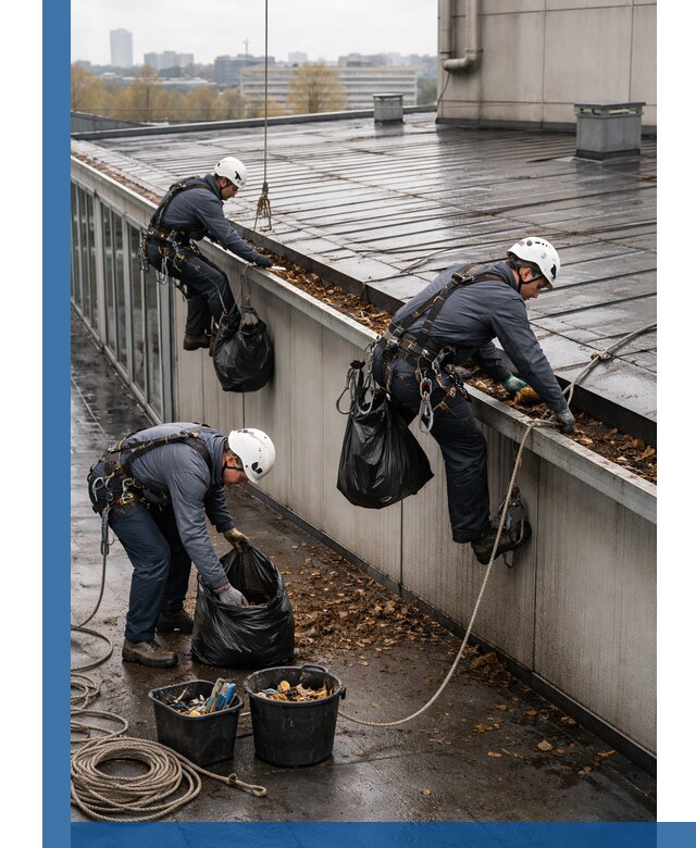 Очистка кровли по периметру в Балашове силами промышленных альпинистов