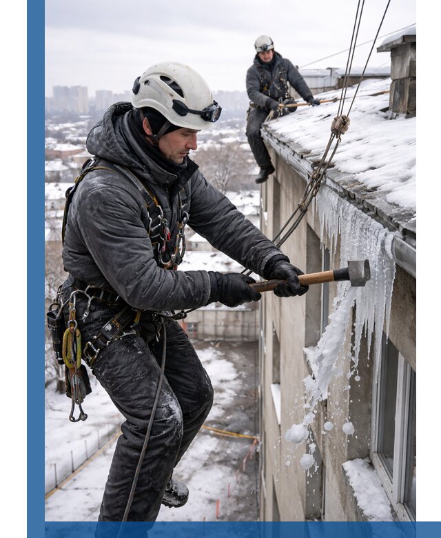 Сбивание и удаление сосулек с крыши в Балашове безопасно