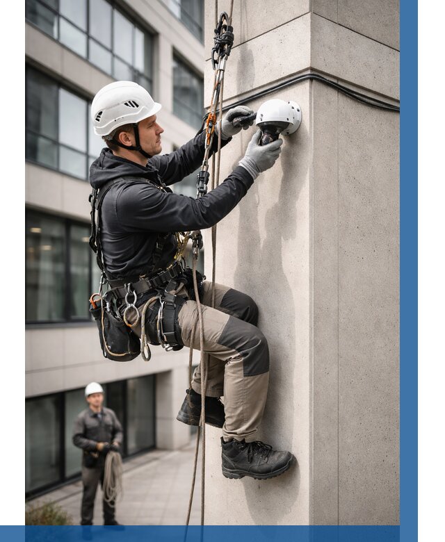 Монтаж камер видеонаблюдения на фасаде в Балашове от 8644 р.-ВЫСОТНИК-Бла