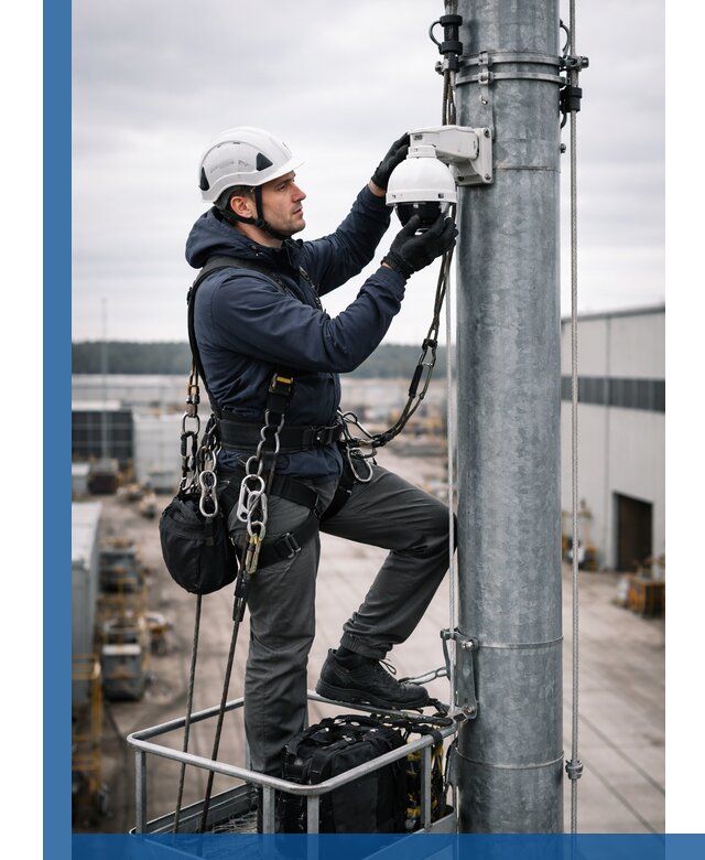 Профессиональная установка видеокамер на мачте в Балашове