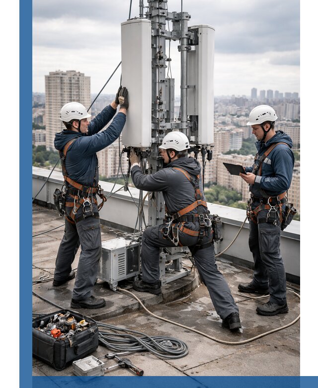 Монтаж антенн связи на крыше в Балашове с вводом в эксплуатацию