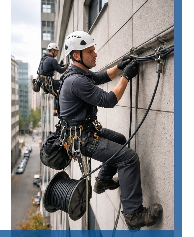 Прокладка кабеля по фасаду в Балашове от 356 р. | ВЫСОТНИК-Бла