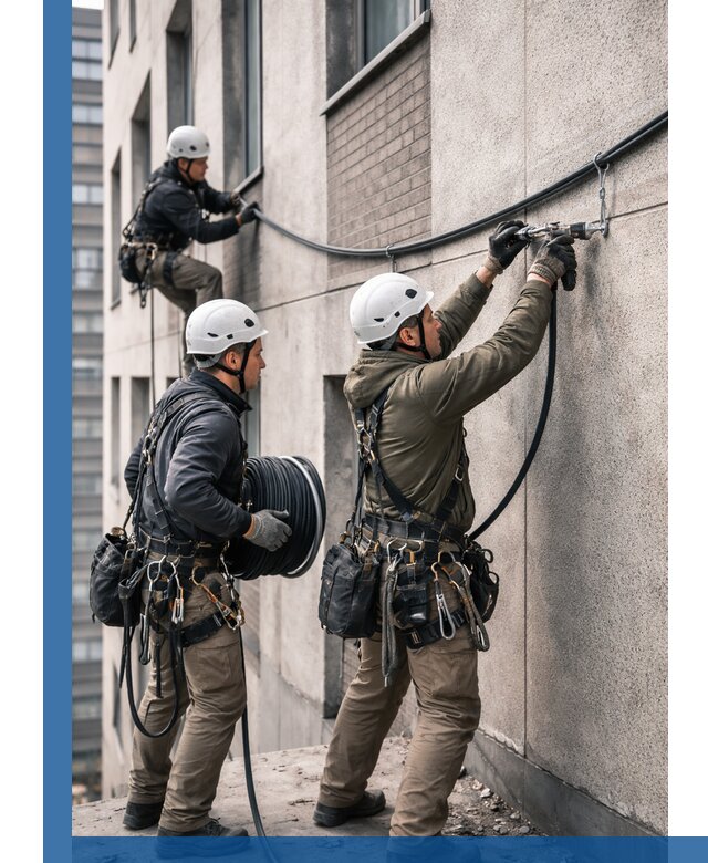 Прокладка кабеля по фасаду в Балашове, профессиональный монтаж