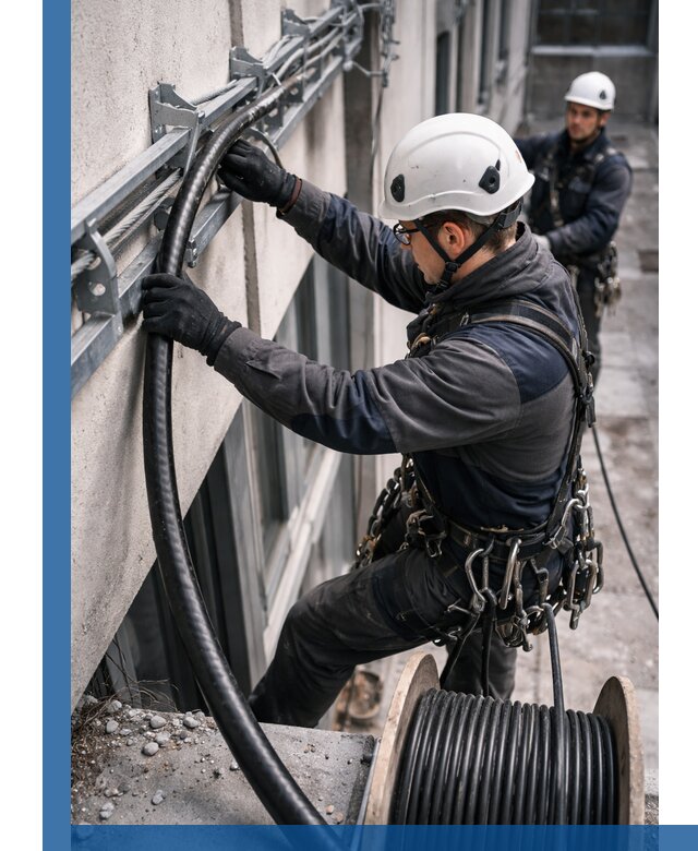 Протяжка кабеля питания на высоте в Балашове с гарантией безопасности и качества