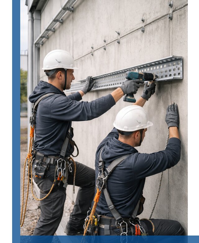 Монтаж кабельных лотков на фасаде зданий в Балашове с гарантией