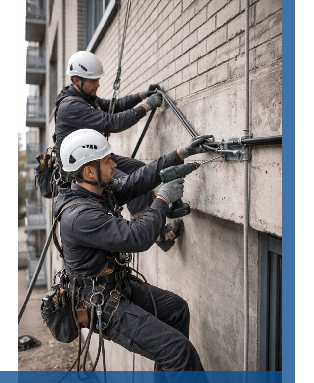 Крепление кабеля на фасаде в Балашове от 356 р. | ВЫСОТНИК-Бла