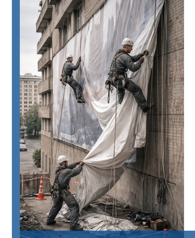 Демонтаж баннеров с фасада в Балашове оперативно и безопасно