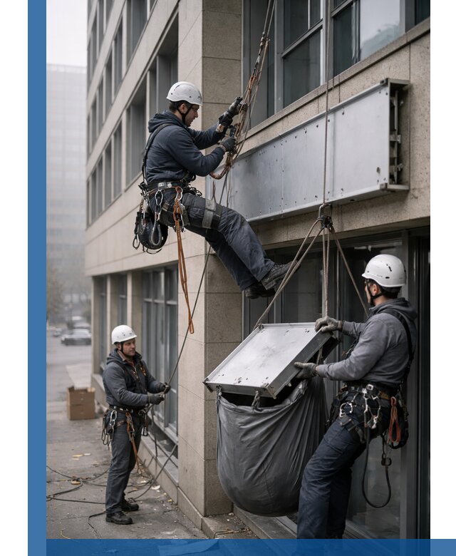 Демонтаж рекламной вывески с высотными работами в Балашове