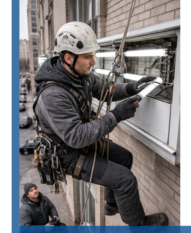 Профессиональная замена ламп в наружной вывеске в Балашове