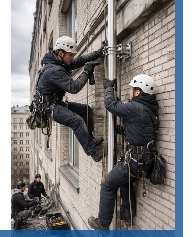 Монтаж флагштока на здании в Балашове от 6610 р. | ВЫСОТНИК-Бла