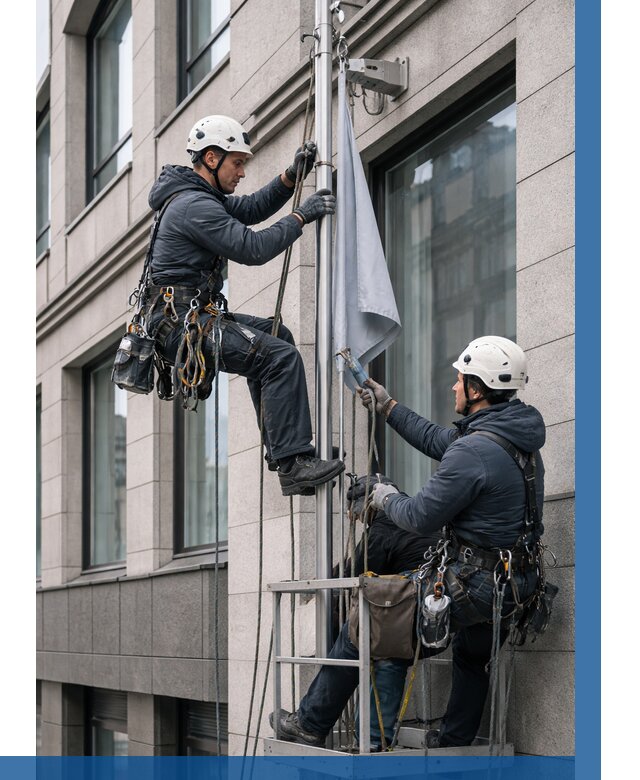 Установка флагов на фасаде в Балашове от 4576 р. | ВЫСОТНИК-Бла