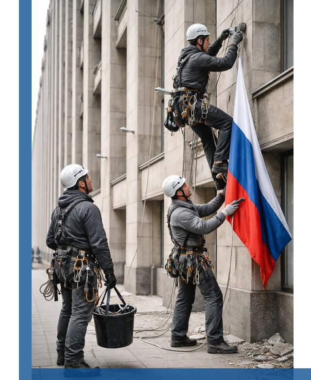 Профессиональная установка флагов на фасаде в Балашове