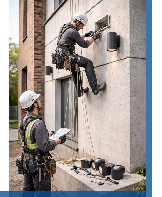 Монтаж фасадного освещения в Балашове от 2542 р. | ВЫСОТНИК-Бла