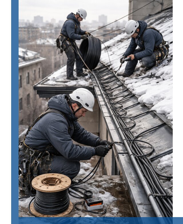 Монтаж греющего кабеля на кровле в Балашове под ключ
