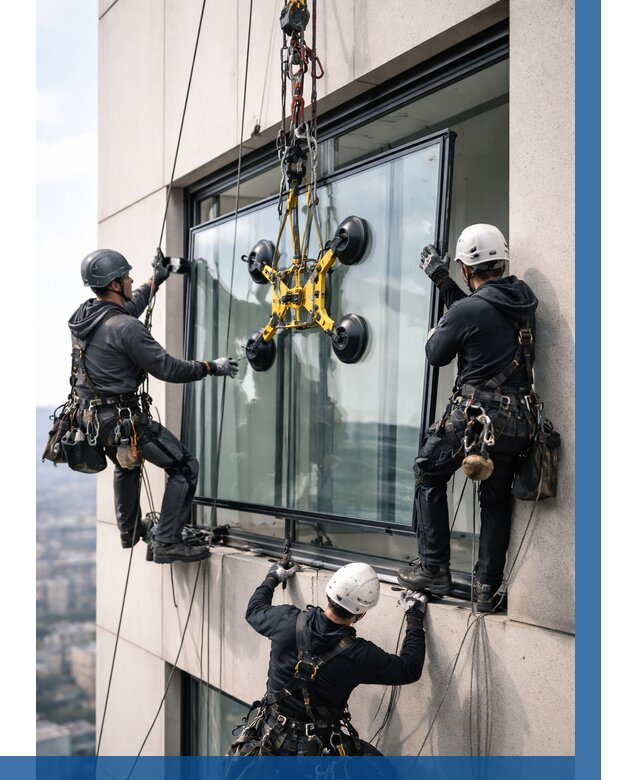 Монтаж стеклопакетов на высоте в Балашове от 3254 р. | ВЫСОТНИК-Бла