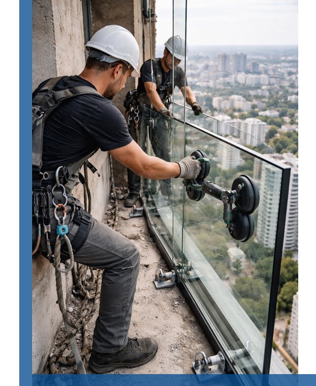 Монтаж стеклянных ограждений под ключ с гарантией в Балашове