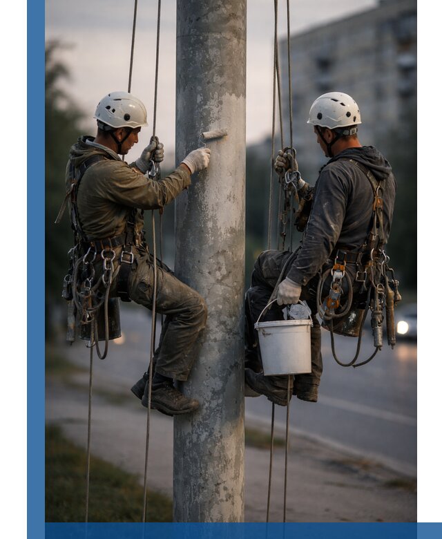 Покраска опор освещения и антикоррозийная защита в Балашове