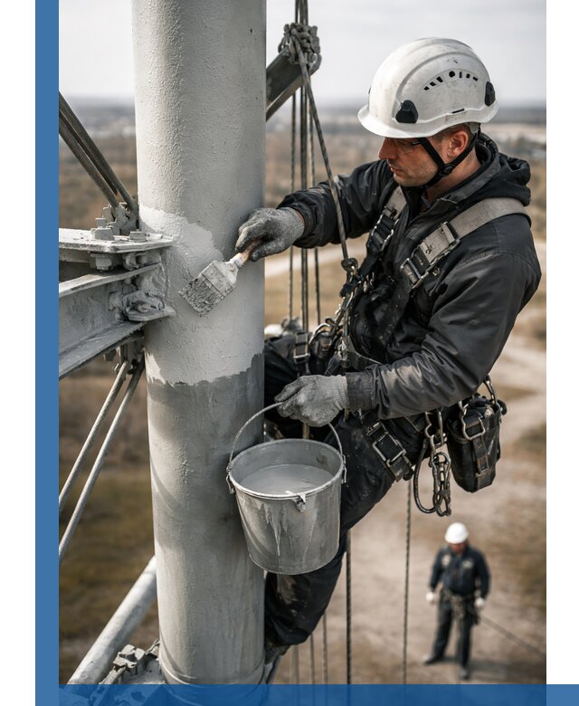 Покраска мачт связи в Балашове промышленными альпинистами