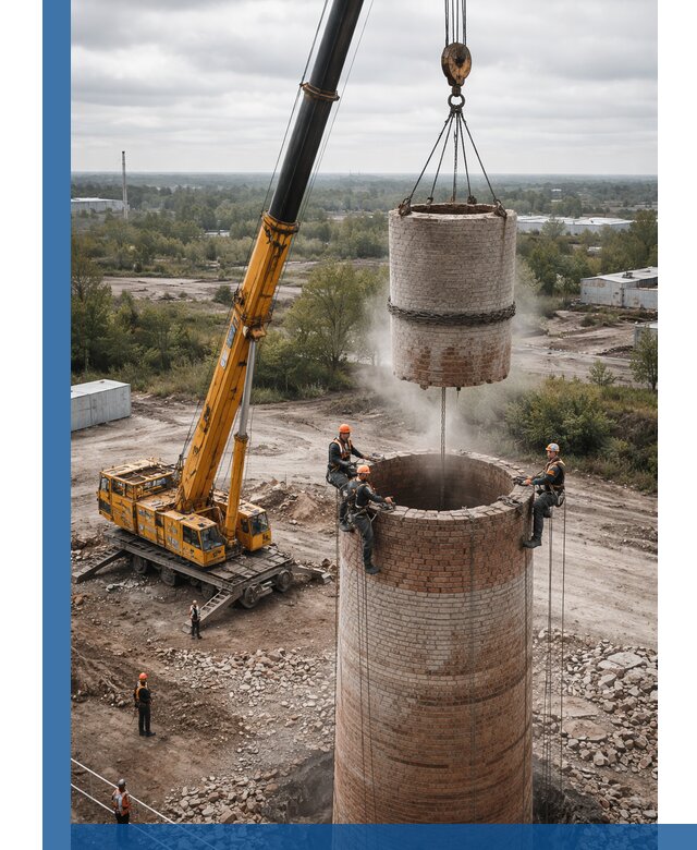 Демонтаж дымовой трубы в Балашове с гарантиями безопасности
