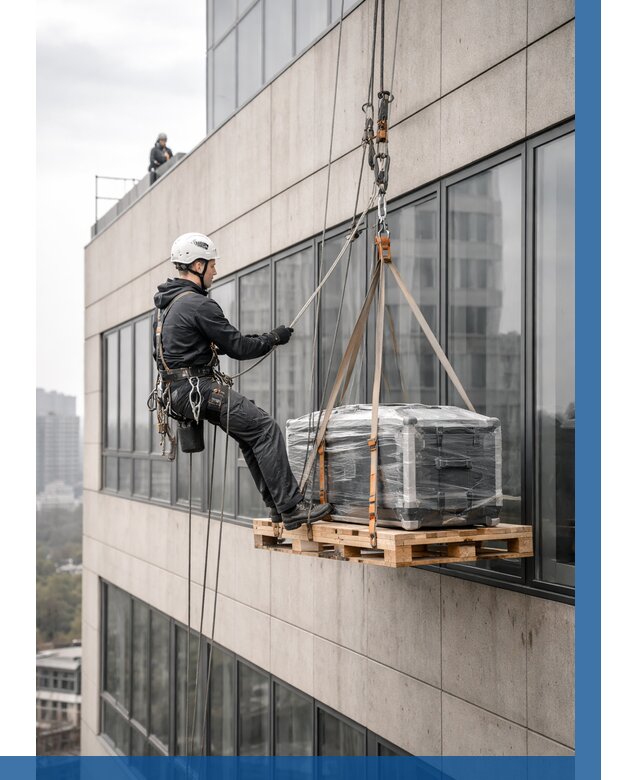 Спуск груза по фасаду в Балашове от 3559 р. | ВЫСОТНИК-Бла