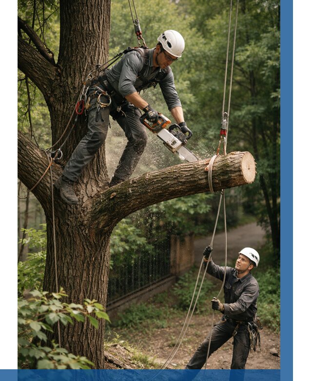 Спил деревьев альпинистами в Балашове от 8135 р. | ВЫСОТНИК-Бла