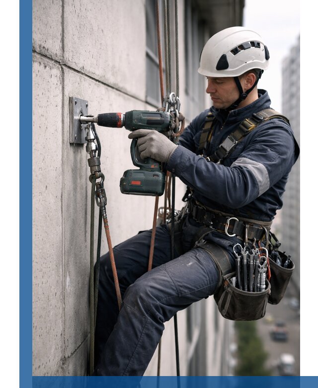 Установка анкерных точек для высотных работ в Балашове